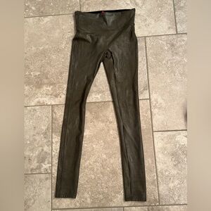 Women’s SPANX Dark Olive Faux Leather Leggings XS